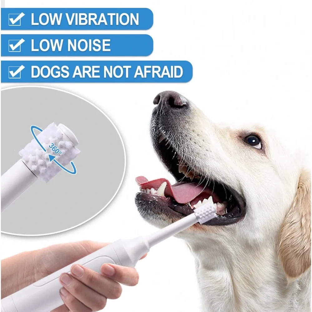 RETAILS $65- Dog/Cat Electric Toothbrush Kit, 360 Tartar Remover, Low Noise
